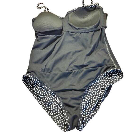 Catalina One Piece Swimsuit Rich Black Artic White Polka Dot Women's Size Small - Picture 3 of 11